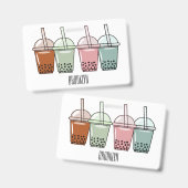 Afbeelding van de cartoon van bubbelthee badge (Voor- en achterkant)