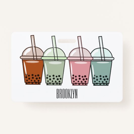 Afbeelding van de cartoon van bubbelthee badge (Voorkant)