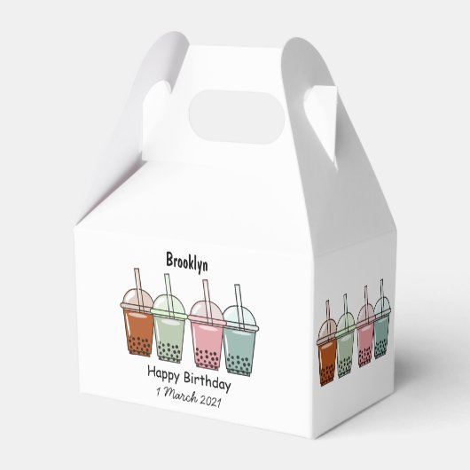 Afbeelding van de cartoon van bubbelthee bedankdoosjes (Achterkant)