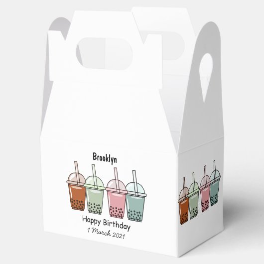 Afbeelding van de cartoon van bubbelthee bedankdoosjes (Geopend)