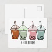 Afbeelding van de cartoon van bubbelthee briefkaart (Voorkant / Achterkant)