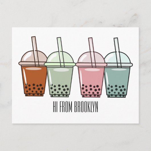 Afbeelding van de cartoon van bubbelthee briefkaart (Voorkant)