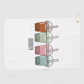 Afbeelding van de cartoon van bubbelthee golfhanddoek (Horizontaal)