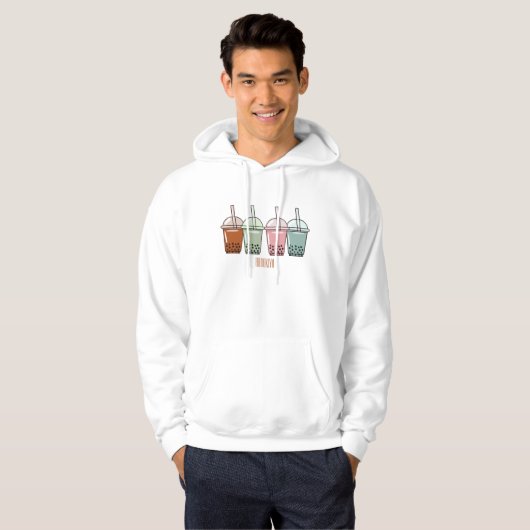 Afbeelding van de cartoon van bubbelthee hoodie (Voorkant volledig)