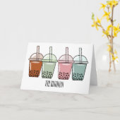 Afbeelding van de cartoon van bubbelthee kaart (Gele Bloem)