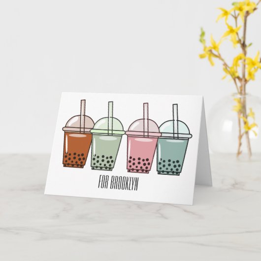 Afbeelding van de cartoon van bubbelthee kaart (Gele Bloem)