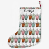 Afbeelding van de cartoon van bubbelthee kleine kerstsok (Achterkant)