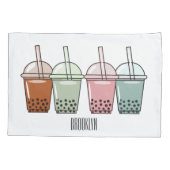 Afbeelding van de cartoon van bubbelthee kussensloop (Achterkant)