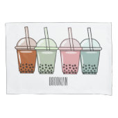 Afbeelding van de cartoon van bubbelthee kussensloop (Voorkant)