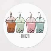 Afbeelding van de cartoon van bubbelthee labels (Design 2)