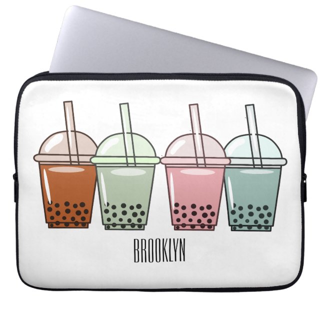 Afbeelding van de cartoon van bubbelthee laptop sleeve (Voorkant)