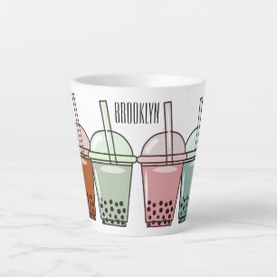 Afbeelding van de cartoon van bubbelthee latte mok
