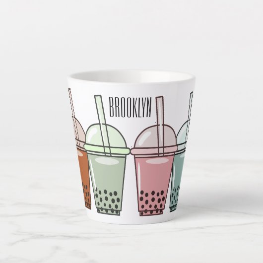 Afbeelding van de cartoon van bubbelthee latte mok (Voorkant)
