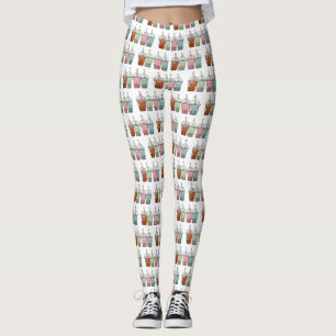 Afbeelding van de cartoon van bubbelthee leggings