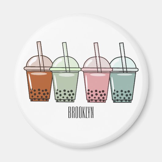 Afbeelding van de cartoon van bubbelthee magneet (Voorkant)