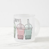 Afbeelding van de cartoon van bubbelthee matglas koffiemok (Voorkant rechts)
