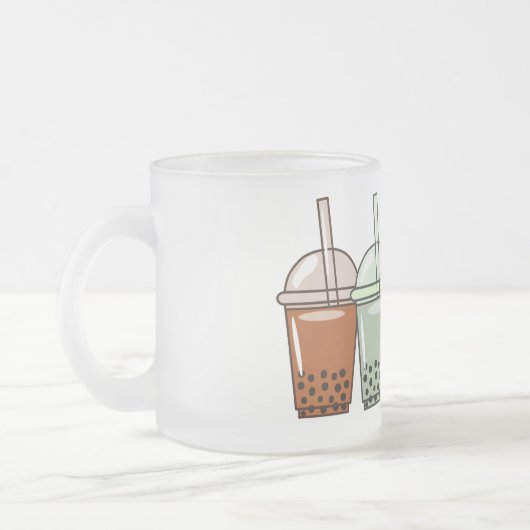 Afbeelding van de cartoon van bubbelthee matglas koffiemok (Links)