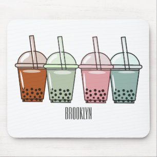 Afbeelding van de cartoon van bubbelthee muismat
