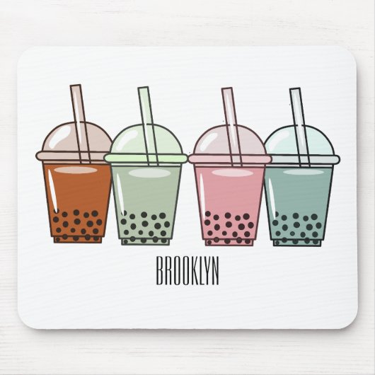 Afbeelding van de cartoon van bubbelthee muismat (Voorkant)