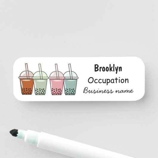 Afbeelding van de cartoon van bubbelthee naamplaatje (In situ)