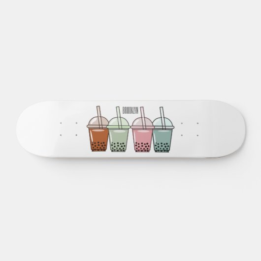 Afbeelding van de cartoon van bubbelthee persoonlijk skateboard (Horizontaal)