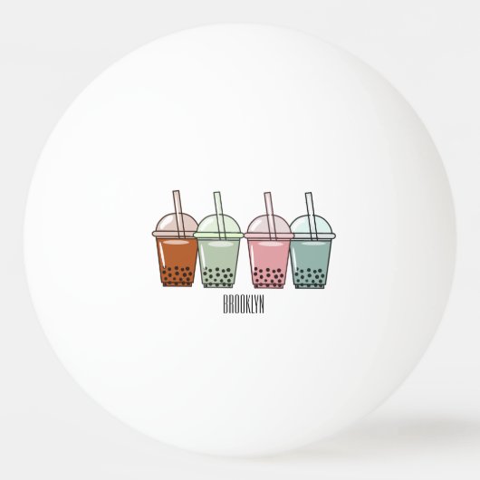 Afbeelding van de cartoon van bubbelthee pingpongbal (Voorkant)