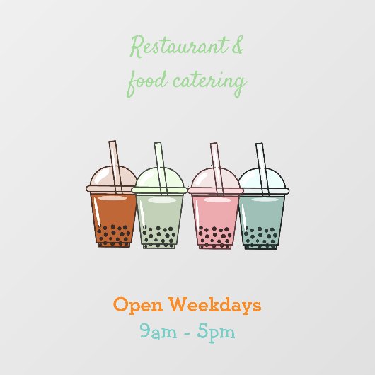 Afbeelding van de cartoon van bubbelthee raamsticker (Vel)