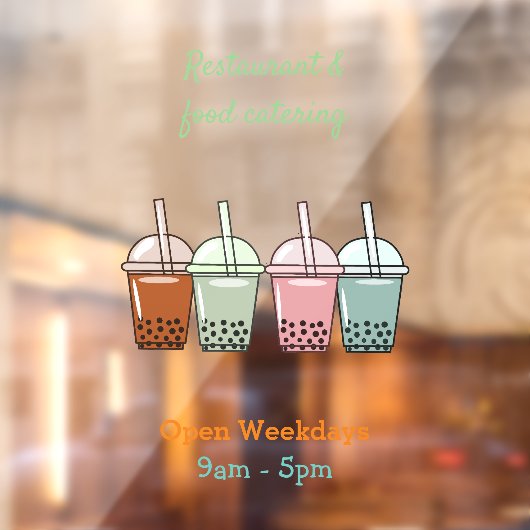 Afbeelding van de cartoon van bubbelthee raamsticker (Vel 2)