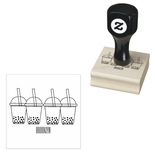 Afbeelding van de cartoon van bubbelthee rubberstempel (Gestempeld)
