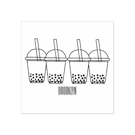 Afbeelding van de cartoon van bubbelthee rubberstempel (Afrduk)