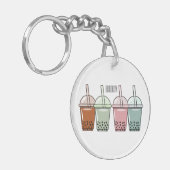 Afbeelding van de cartoon van bubbelthee sleutelhanger (Voorkant Links)