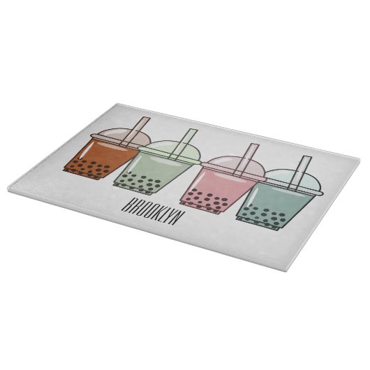 Afbeelding van de cartoon van bubbelthee snijplank (Hoek)