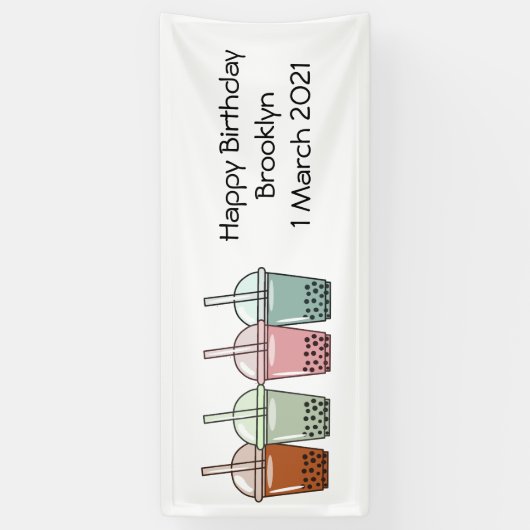 Afbeelding van de cartoon van bubbelthee spandoek (Verticaal)