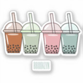 Afbeelding van de cartoon van bubbelthee sticker (Voorkant)