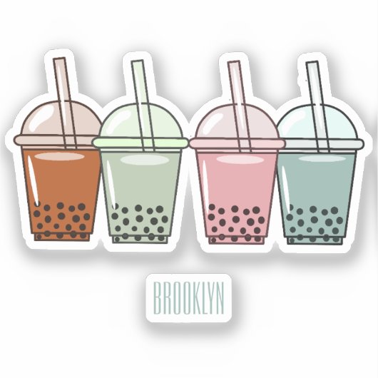 Afbeelding van de cartoon van bubbelthee sticker (Voorkant)