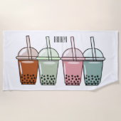 Afbeelding van de cartoon van bubbelthee strandlaken (Voorkant)