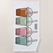 Afbeelding van de cartoon van bubbelthee strandlaken (Voorkant)