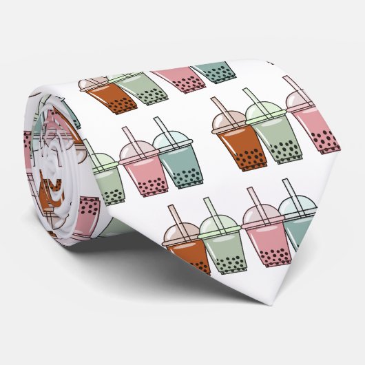 Afbeelding van de cartoon van bubbelthee stropdas (Opgerold)