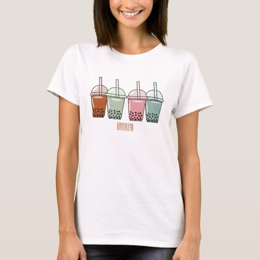 Afbeelding van de cartoon van bubbelthee t-shirt (Voorkant)
