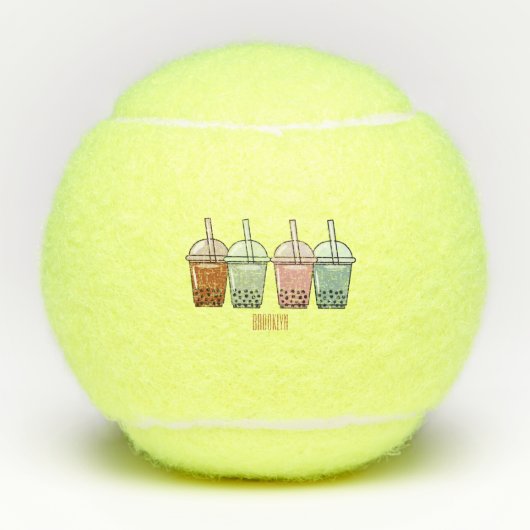 Afbeelding van de cartoon van bubbelthee tennisballen (Voorkant)