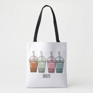 Afbeelding van de cartoon van bubbelthee tote bag