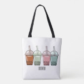 Afbeelding van de cartoon van bubbelthee tote bag (Achterkant)