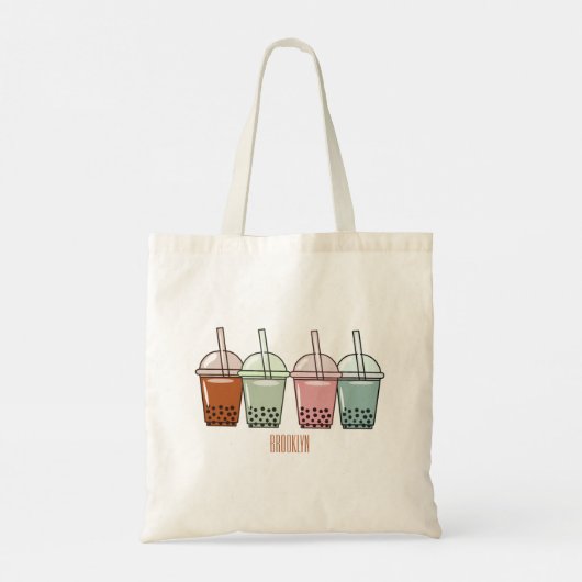 Afbeelding van de cartoon van bubbelthee tote bag (Achterkant)