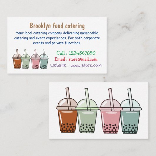 Afbeelding van de cartoon van bubbelthee visitekaartje (Voorkant / Achterkant)