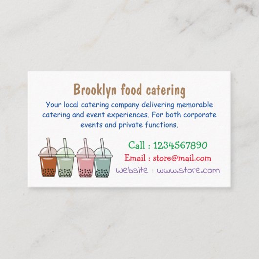 Afbeelding van de cartoon van bubbelthee visitekaartje (Voorkant)