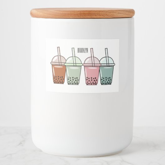 Afbeelding van de cartoon van bubbelthee voedselcontainer etiket (Voorkant)