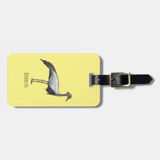 Afbeelding van de cartoon van de demoiselle kraanv bagagelabel (Voorkant horizontaal)
