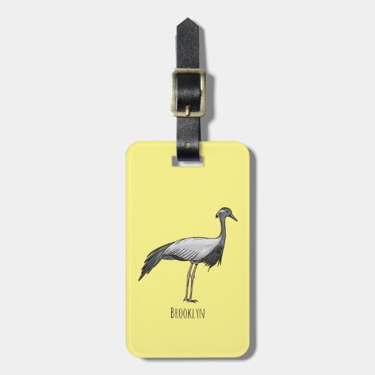 Afbeelding van de cartoon van de demoiselle kraanv bagagelabel (Voorkant verticaal)