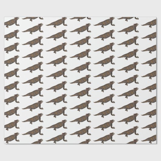 Afbeelding van de cartoon van de hagedis van de ro cadeaupapier (Vlak)