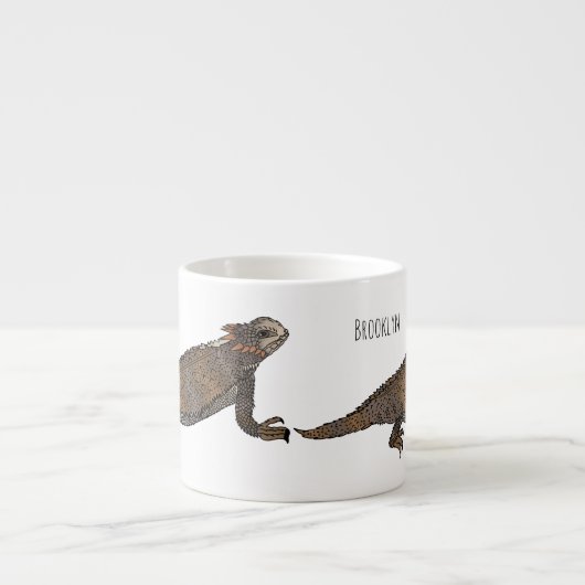 Afbeelding van de cartoon van de hagedis van de ro espresso kop (Voorkant)